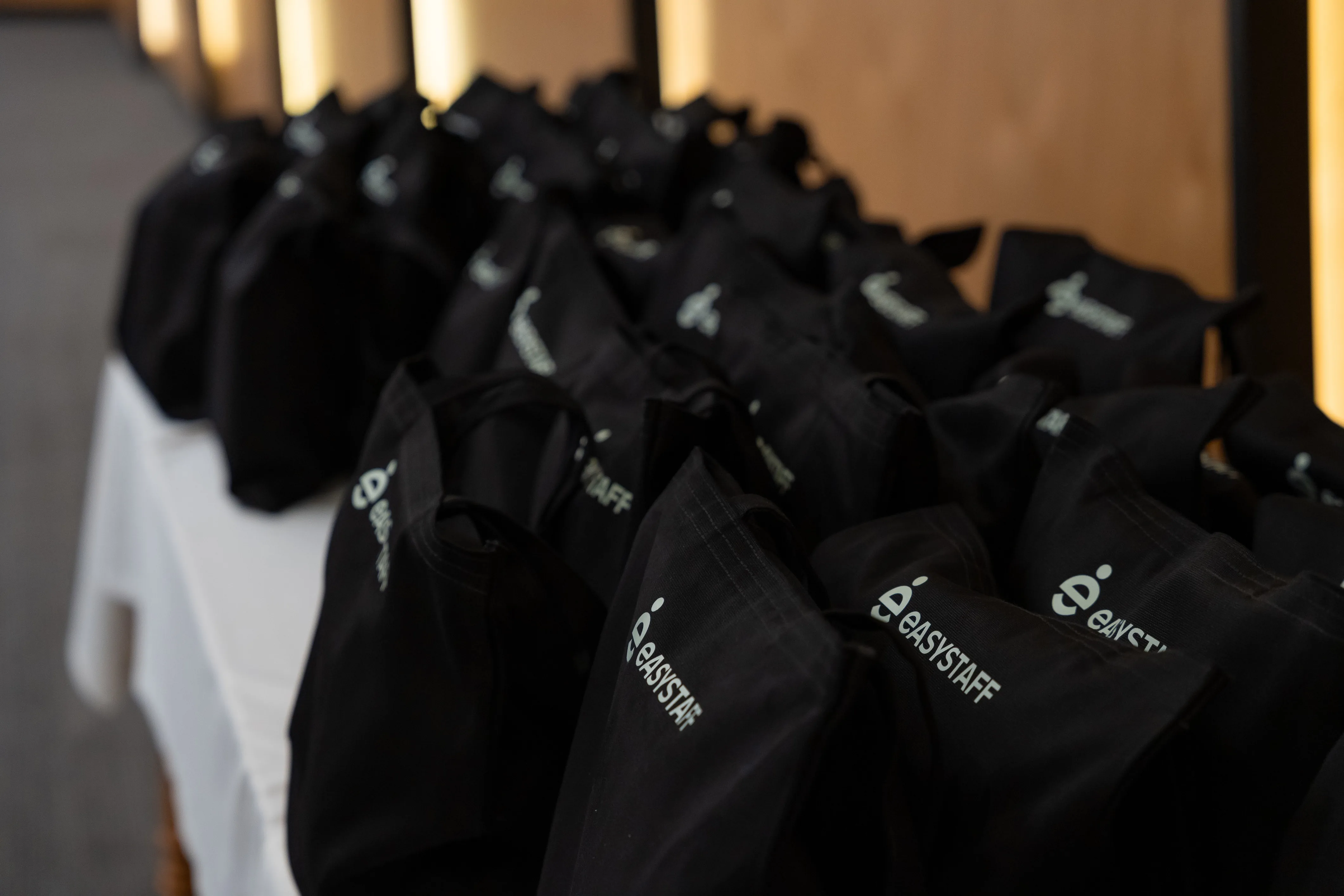 EasyStaff tote bags prepared for the meetup